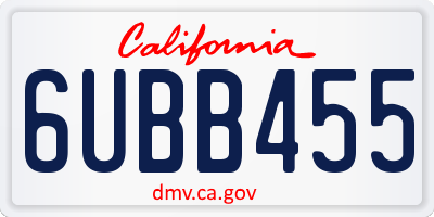 CA license plate 6UBB455
