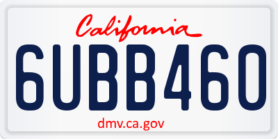 CA license plate 6UBB460