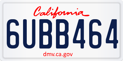 CA license plate 6UBB464