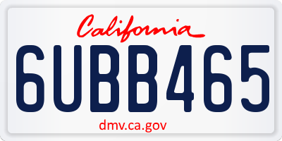 CA license plate 6UBB465
