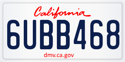 CA license plate 6UBB468