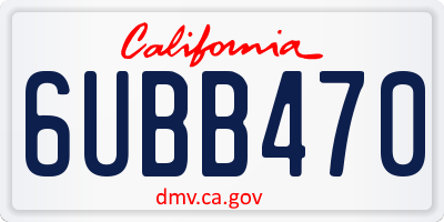 CA license plate 6UBB470