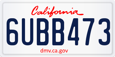 CA license plate 6UBB473