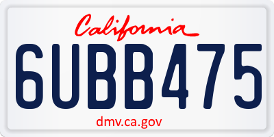 CA license plate 6UBB475