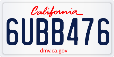 CA license plate 6UBB476