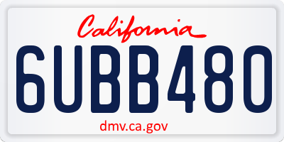 CA license plate 6UBB480