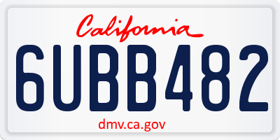 CA license plate 6UBB482