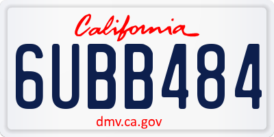 CA license plate 6UBB484