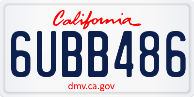 CA license plate 6UBB486