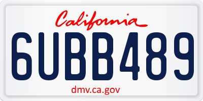 CA license plate 6UBB489