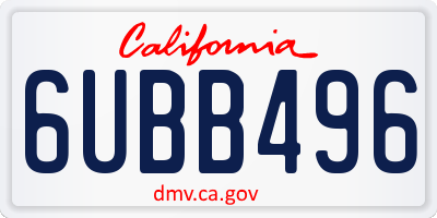 CA license plate 6UBB496