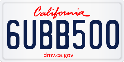 CA license plate 6UBB500