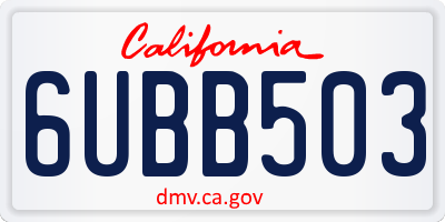 CA license plate 6UBB503