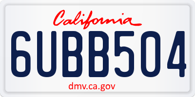 CA license plate 6UBB504