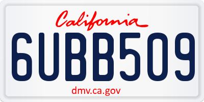 CA license plate 6UBB509