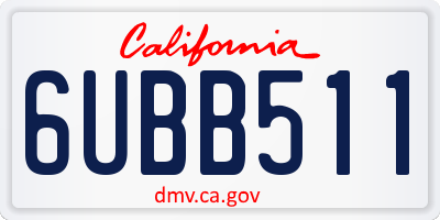 CA license plate 6UBB511