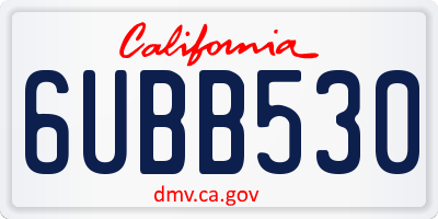CA license plate 6UBB530