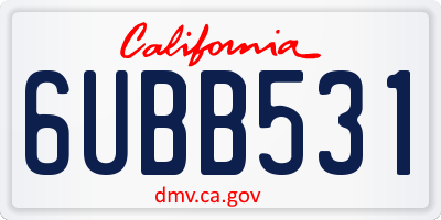 CA license plate 6UBB531
