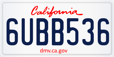 CA license plate 6UBB536