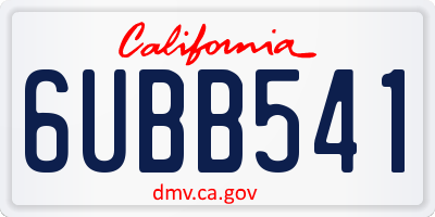 CA license plate 6UBB541
