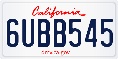 CA license plate 6UBB545