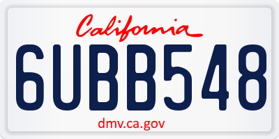 CA license plate 6UBB548