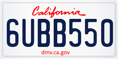 CA license plate 6UBB550