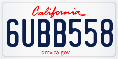 CA license plate 6UBB558