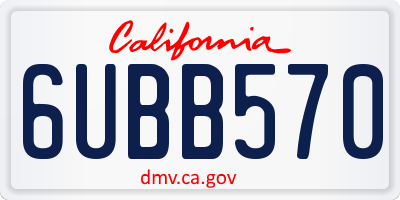 CA license plate 6UBB570