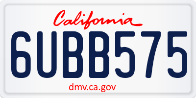 CA license plate 6UBB575