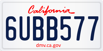 CA license plate 6UBB577