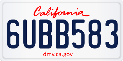 CA license plate 6UBB583