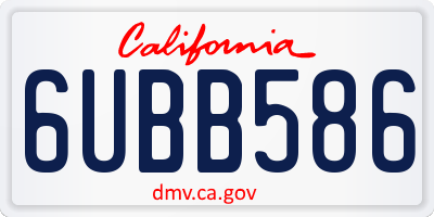 CA license plate 6UBB586