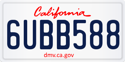 CA license plate 6UBB588