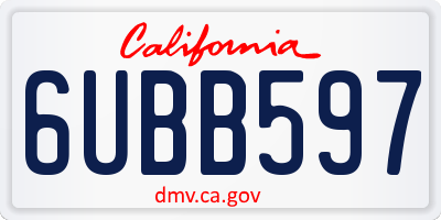 CA license plate 6UBB597