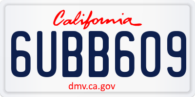 CA license plate 6UBB609