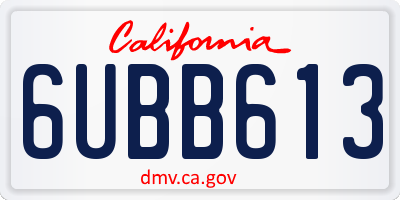CA license plate 6UBB613