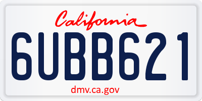 CA license plate 6UBB621