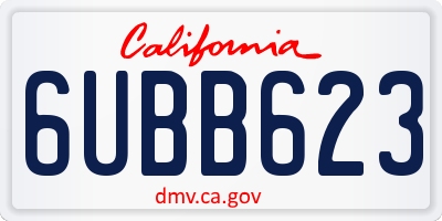 CA license plate 6UBB623