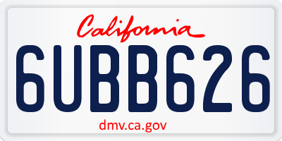 CA license plate 6UBB626