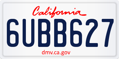 CA license plate 6UBB627