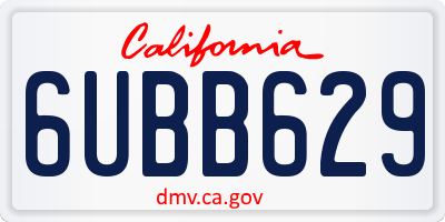 CA license plate 6UBB629