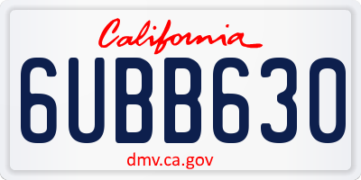 CA license plate 6UBB630