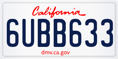 CA license plate 6UBB633