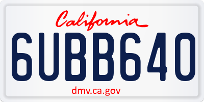 CA license plate 6UBB640