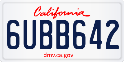 CA license plate 6UBB642