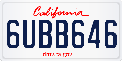 CA license plate 6UBB646