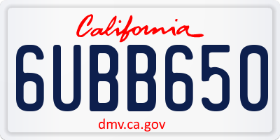 CA license plate 6UBB650