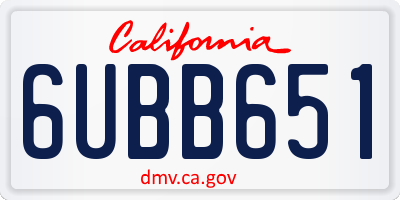 CA license plate 6UBB651