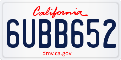 CA license plate 6UBB652